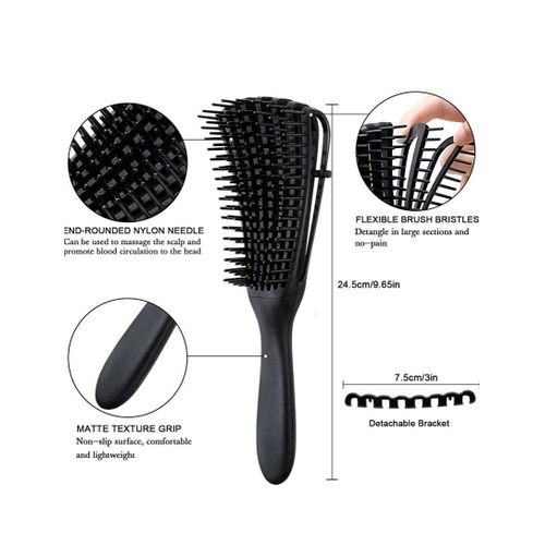 8 Row Detangling Brush Black