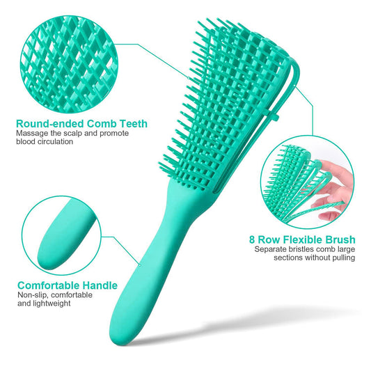 8 Row Detangling Brush Green