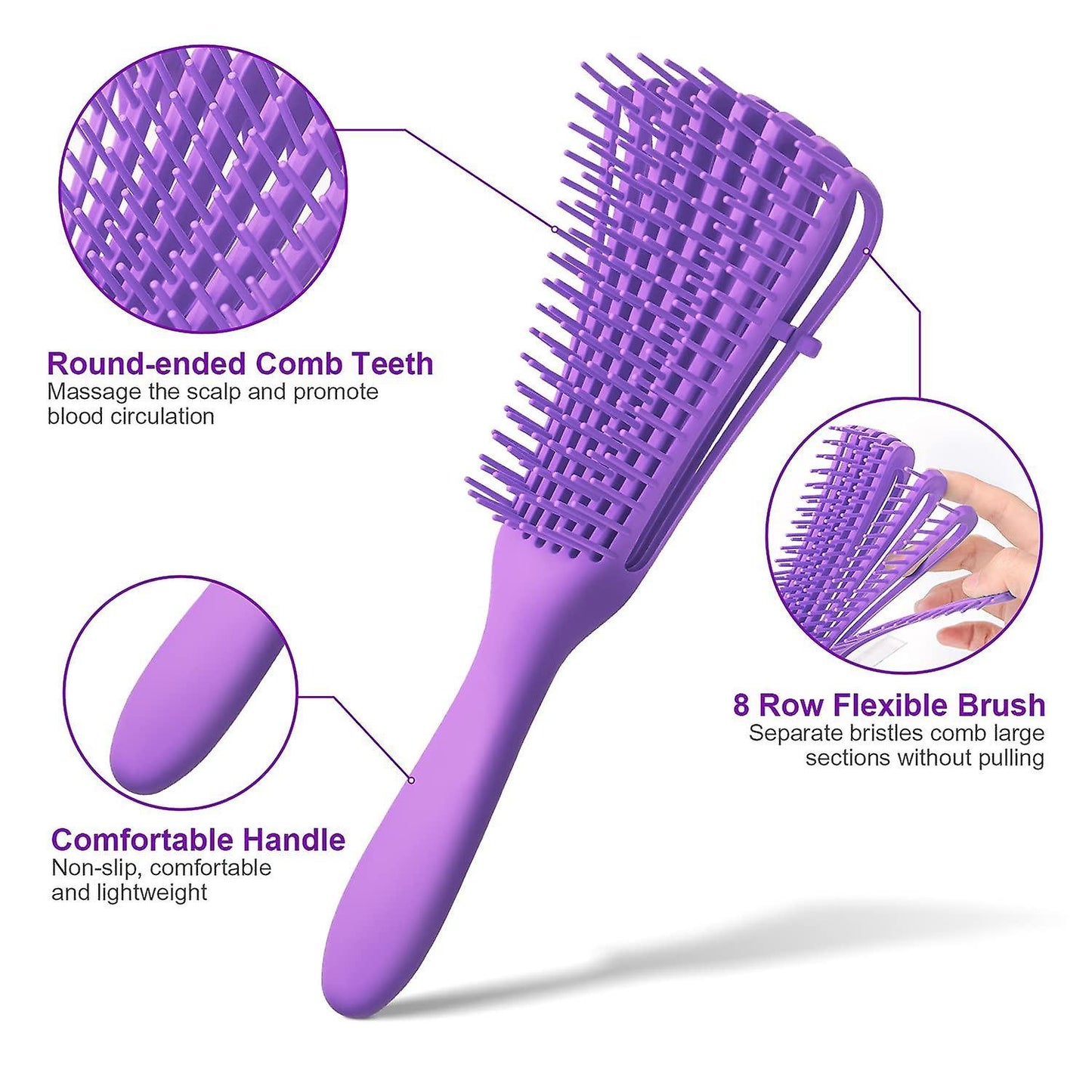 8 Row Detangling Brush Purple