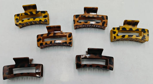 1pc Hair Clip Brown Pattern