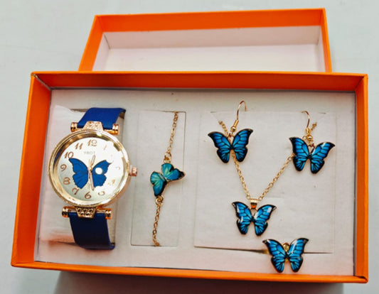 Butterfly Watch and Chain Set