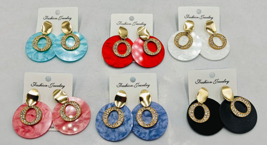 Round Color Earring Gold Pair