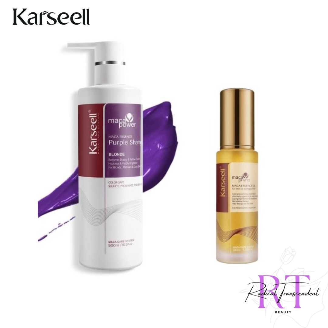 New Karseell Purple Shampoo & Maca essence hair oil combo